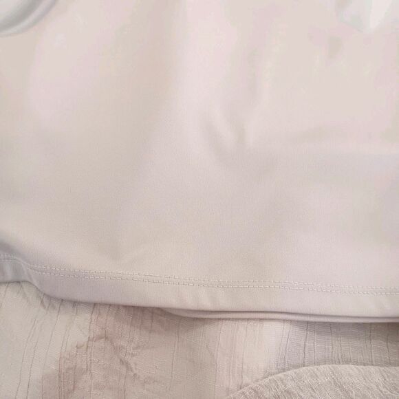 AGB Maxi Skirt M Beige Crinkled Texture Asymmetrical Hem Elastic Waist Lined - Picture 9 of 11